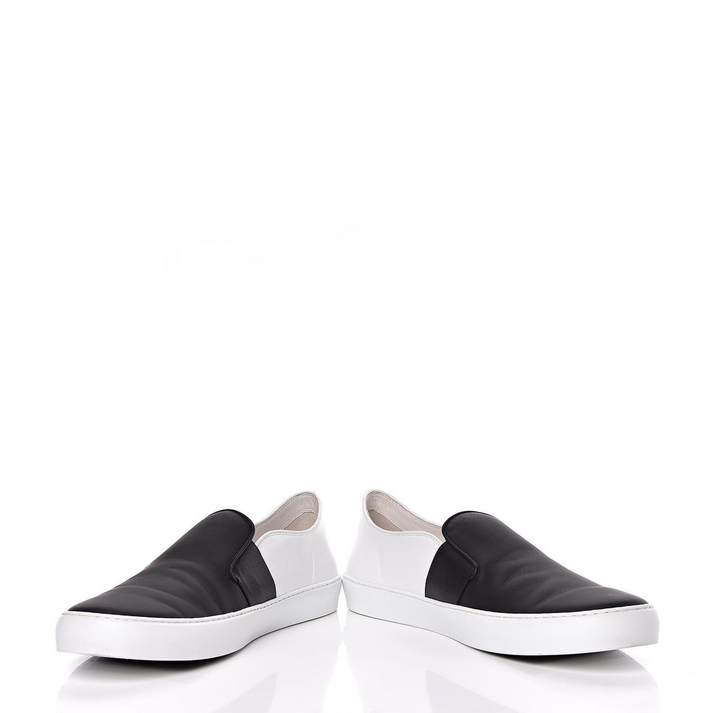 Calfskin Slip On Sneakers 45 White Black