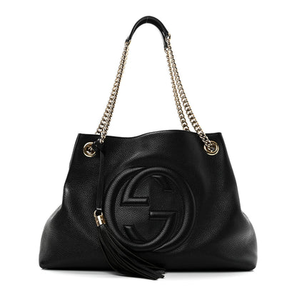 Gucci Pebbled Calfskin Medium Soho Chain Shoulder Bag Black 1 of 10