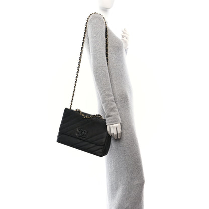 Chanel Caviar Diagonal Quilted Jumbo Single Flap Black 2 of 12