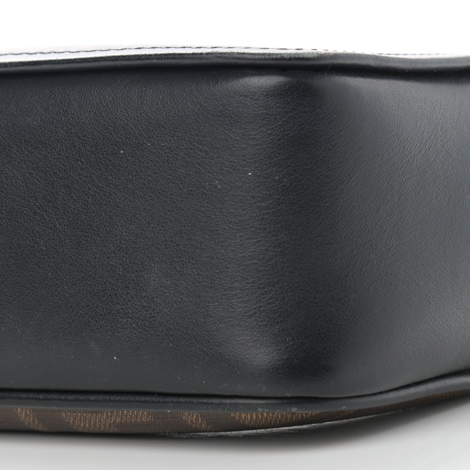 Fendi Glazed Fabric Vitello Century FF 1974 Stamp Patch Mini Camera Case Mogano Panna Black 10 of 11