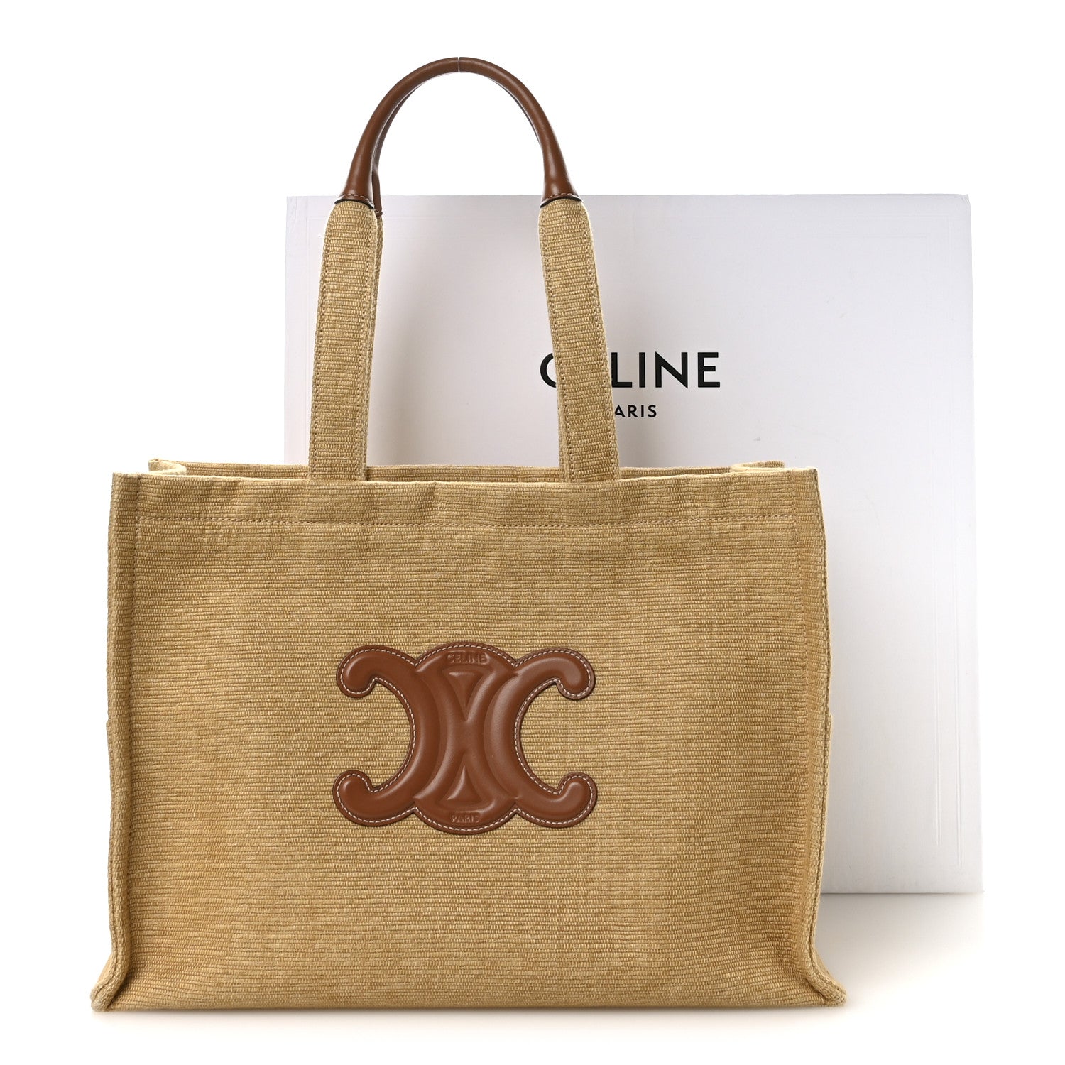 Celine Canvas Calfskin Triomphe Large Cabas Thais Natural Tan