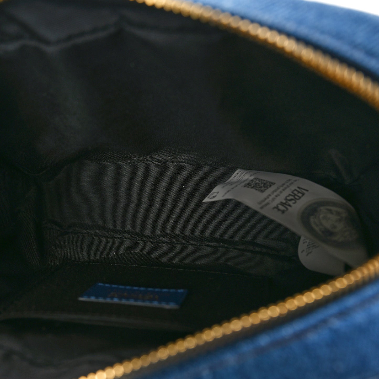 Denim Quilted La Medusa Camera Bag Blue