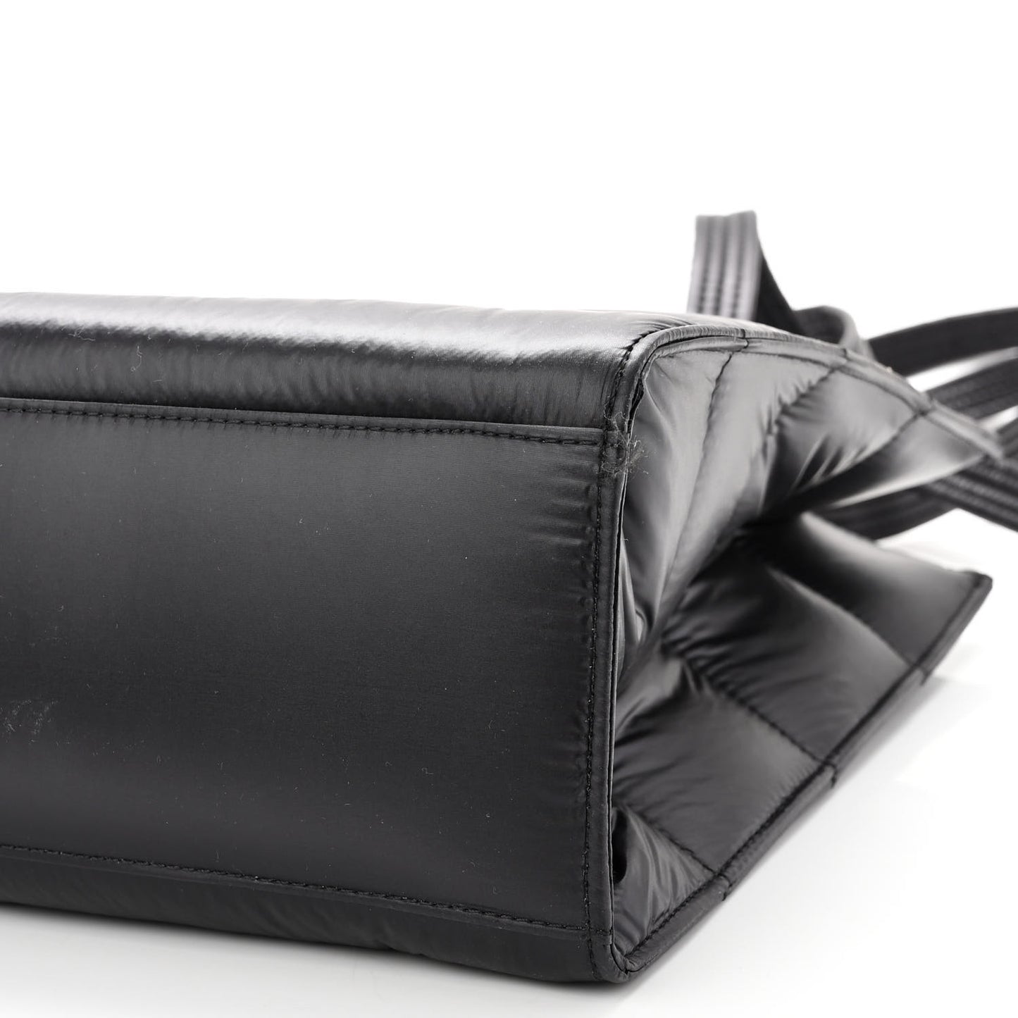 Nylon Medium Puff Shopping Bag Black