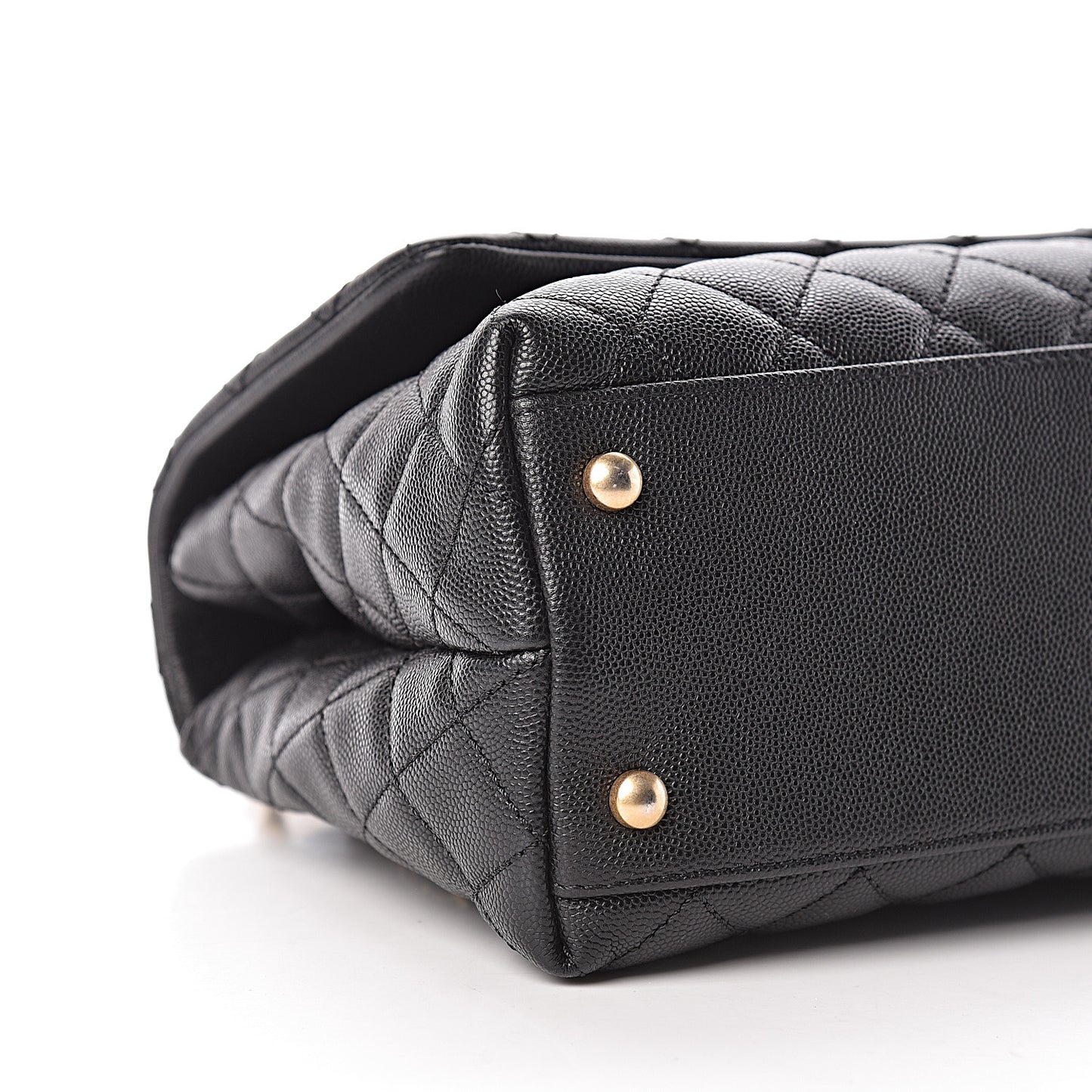 Caviar Lizard Quilted Small Coco Handle Flap Black