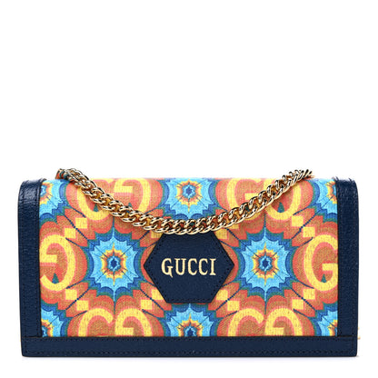 Gucci GG Supreme Kaleidoscope Calfskin Script Logo Gucci 100 Chain Wallet Blue Orange Multicolor Blue Agata 1 of 9