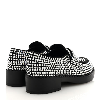Prada Satin Crystal Metal Triangle Logo 50mm Loafers 37.5 Cristal 4 of 7