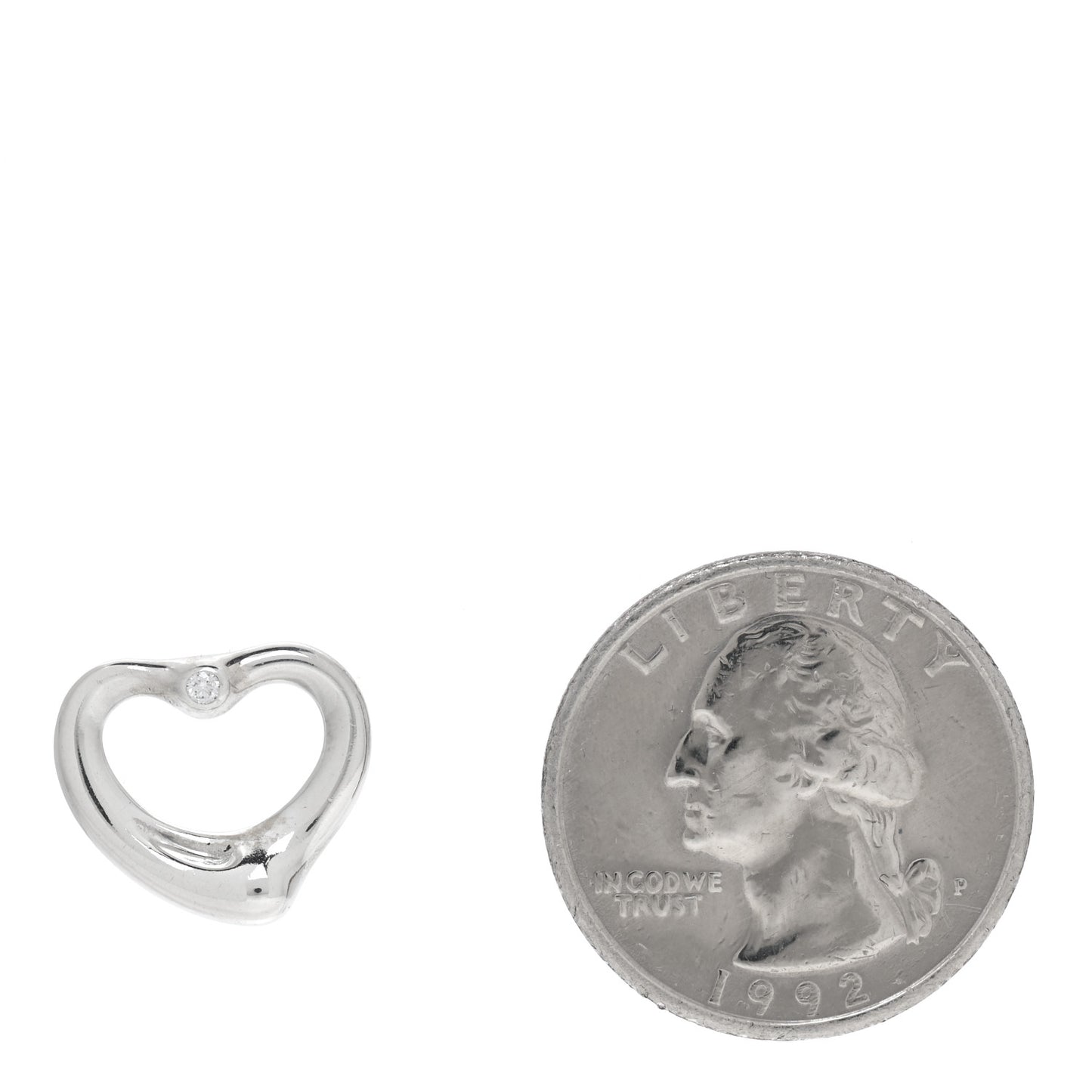 Sterling Silver Diamond Small Elsa Peretti Open Heart Charm
