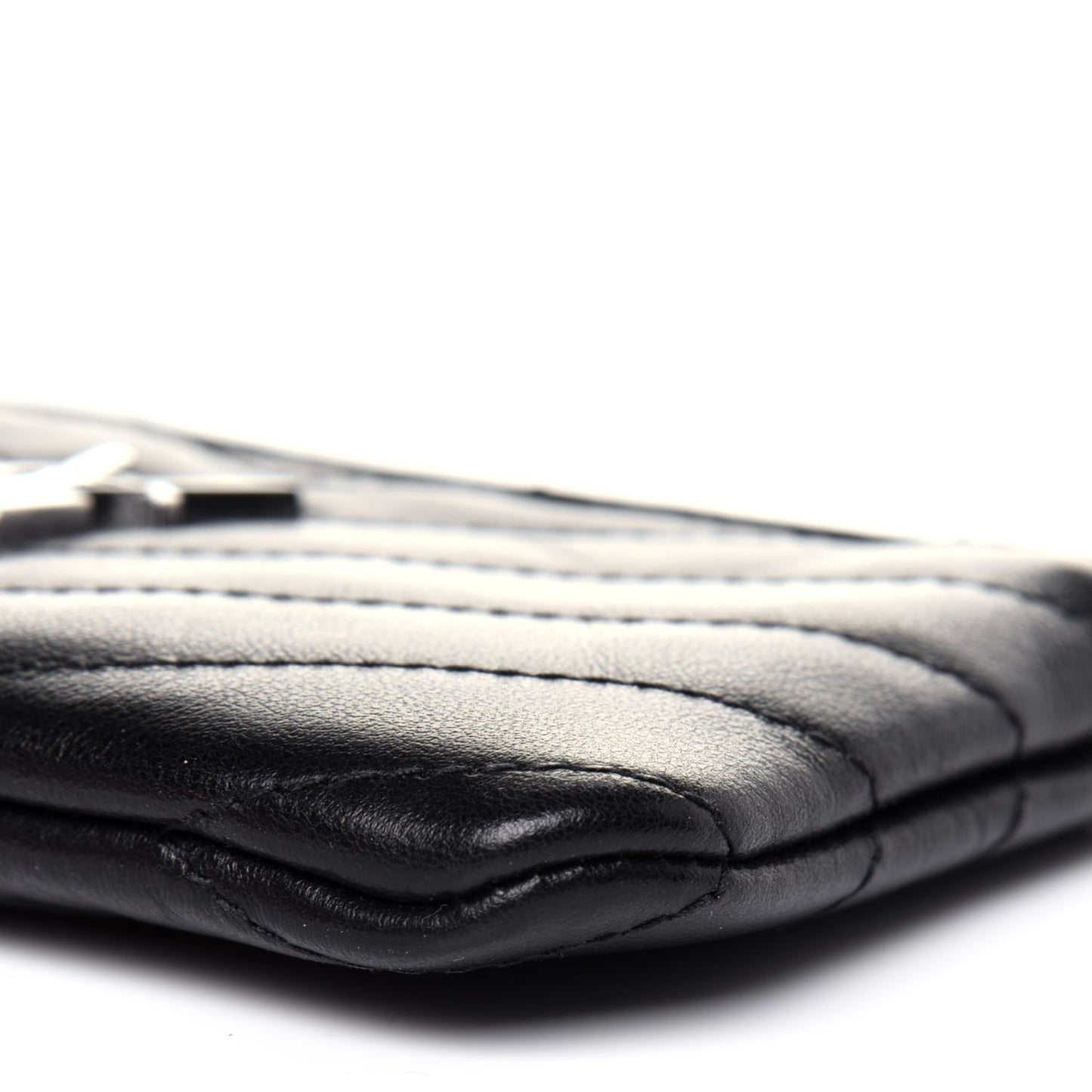 Calfskin Matelasse Monogram Key Pouch Black