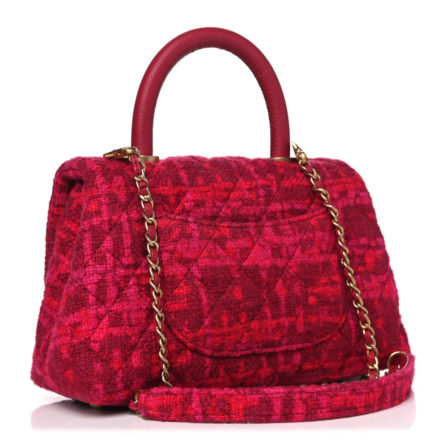 Chanel Tweed Mini Coco Handle Flap Fuchsia 2 of 13