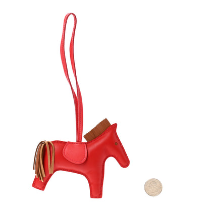 Hermes Milo Lambskin Grigri Rodeo Horse Bag Charm PM Rouge Indien Gold Bougainvillea 2 of 4