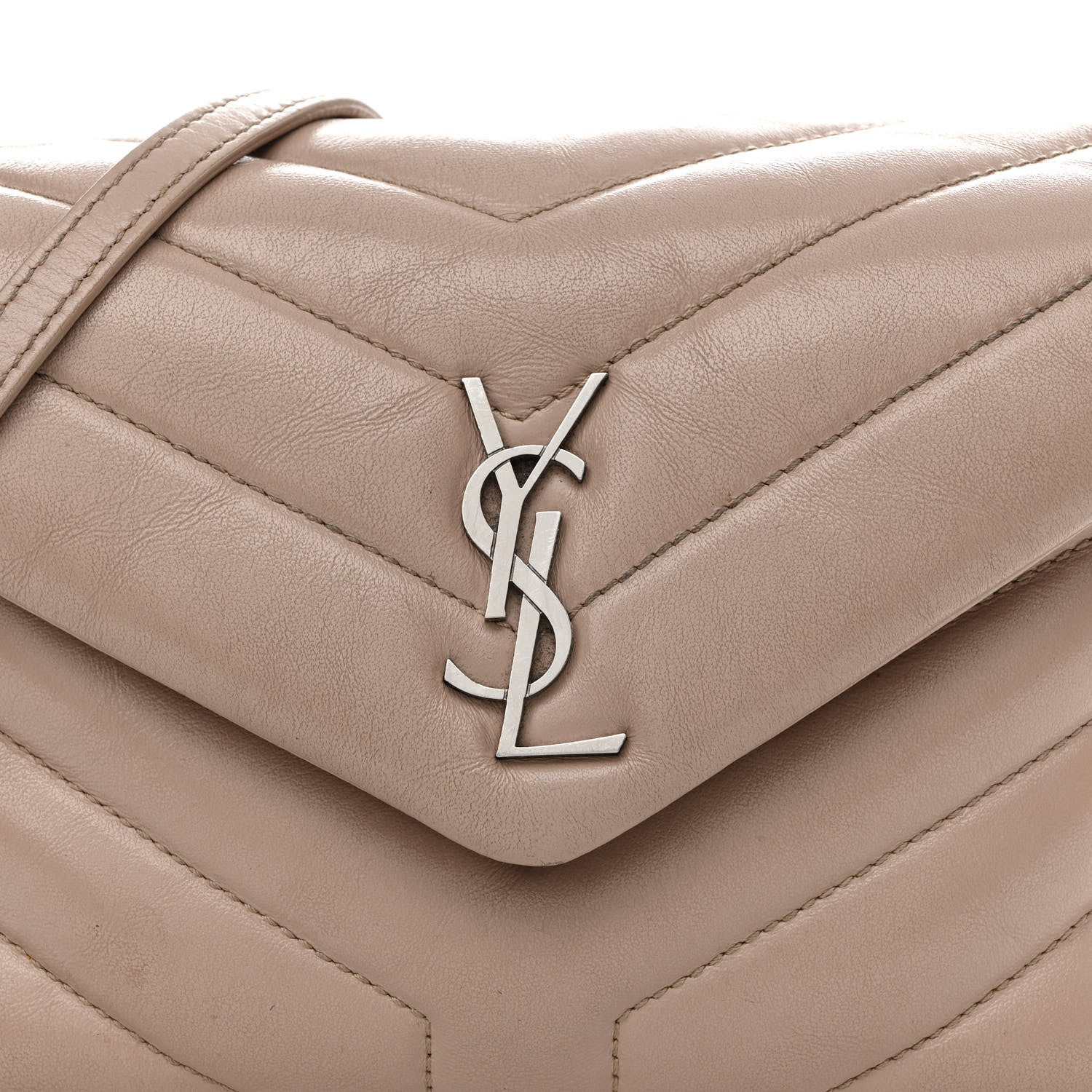 Saint Laurent Calfskin Y Quilted Monogram Toy Loulou Crossbody Bag Dark Beige 9 of 14