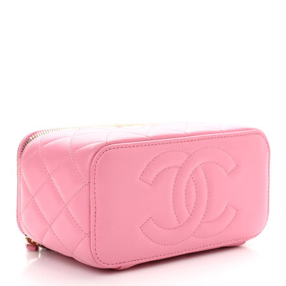 Chanel Lambskin Quilted Small Top Handle Vanity Case With Chain Pink 4 of 11