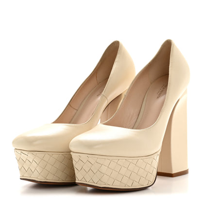 Bottega Veneta Nappa Intrecciato Platform Pumps 38 Nude 4 of 9
