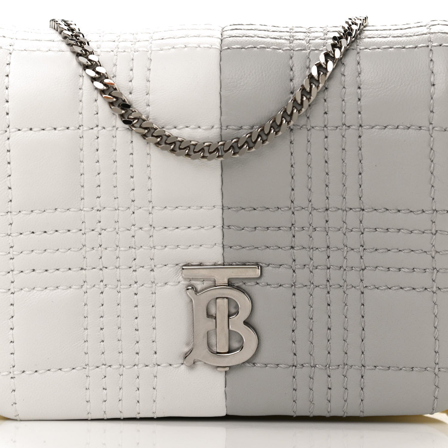 Burberry Lambskin Quilted Mini Lola Bag White Grey Yellow 7 of 9