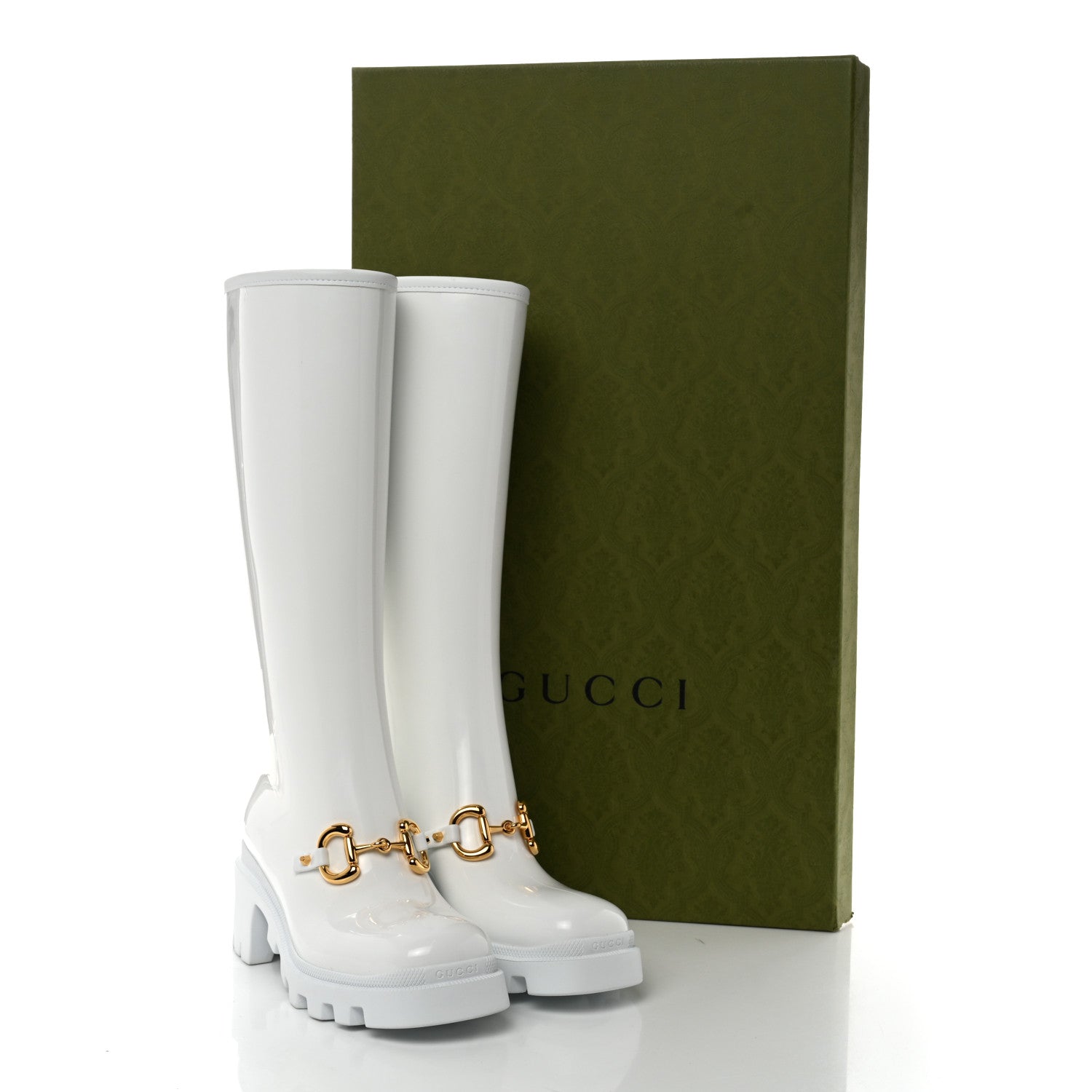 Gucci Rubber Horsebit Knee High Boots 37 Great White 8 of 8