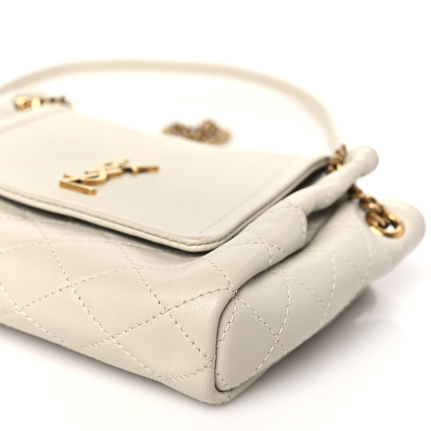 Saint Laurent Lambskin Quilted Monogram Mini Nolita Blanc Vintage 8 of 9