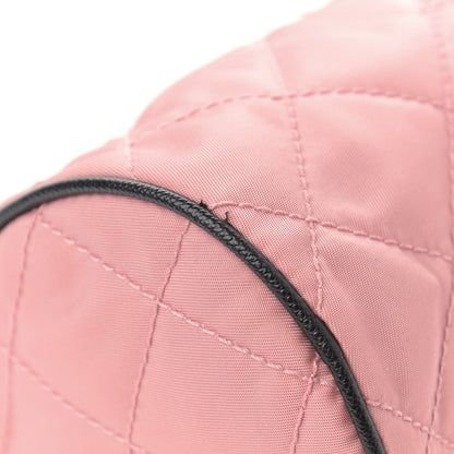 Prada Tessuto Nylon Saffiano Impunturato Quilted Barrel Pochette Pink Black 11 of 12