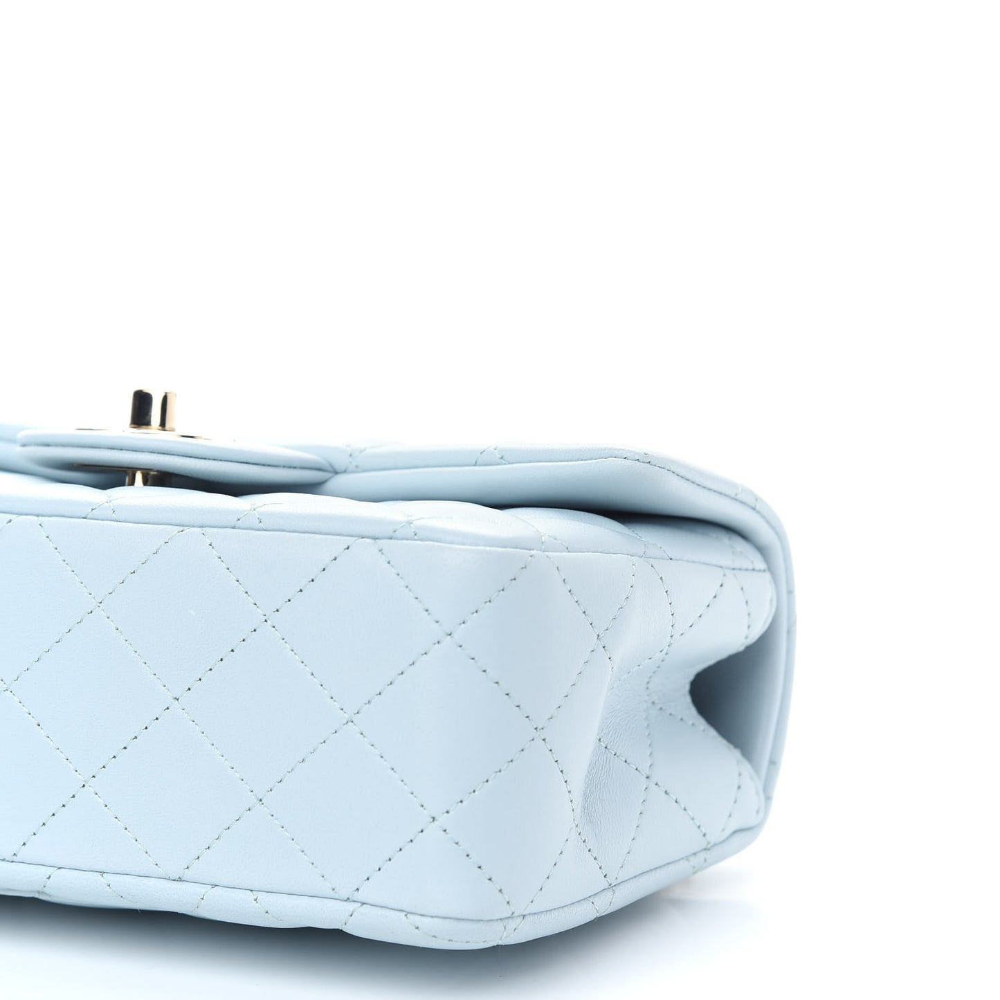 Lambskin Quilted Mini Top Handle Rectangular Flap Light Blue
