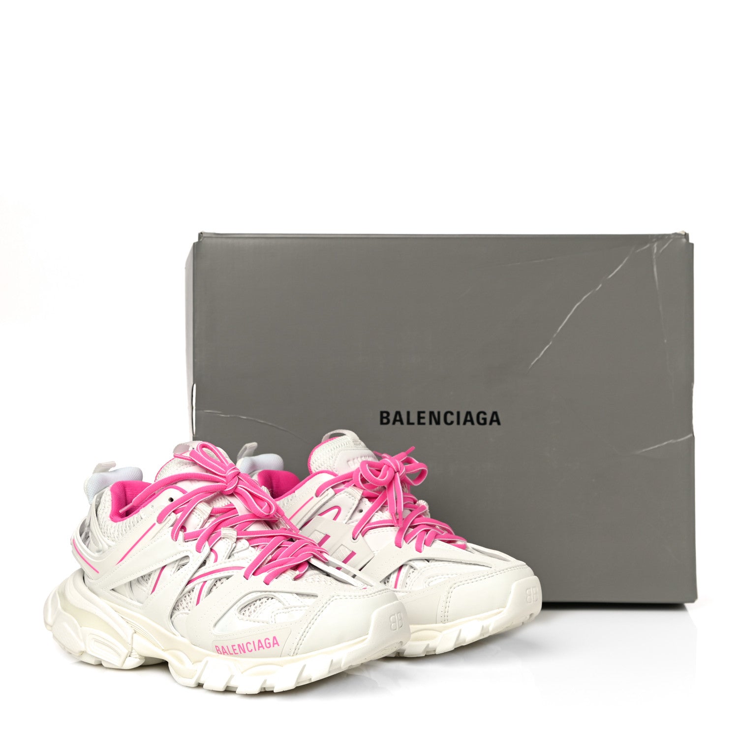 Balenciaga Mesh Rubber Bi-Color Womens Track Sneakers 35 Fluo Pink White 16 of 16