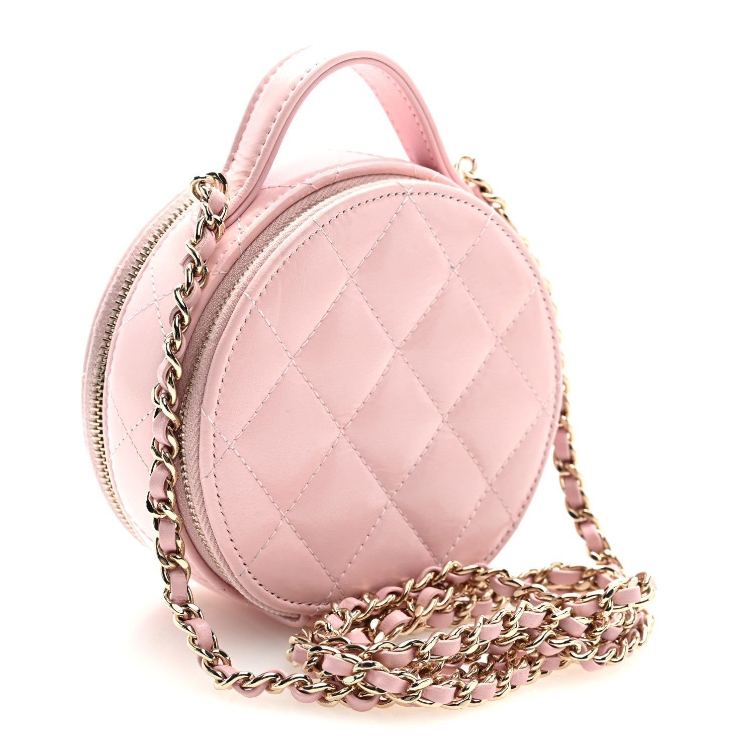 Chanel Lambskin Quilted Round Handle With Care Vanity With Chain Pink 3 of 11