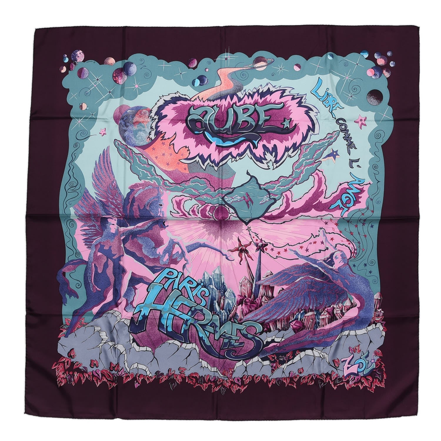 Hermes Silk Libres Comme L'Ange Scarf 90 1 of 3