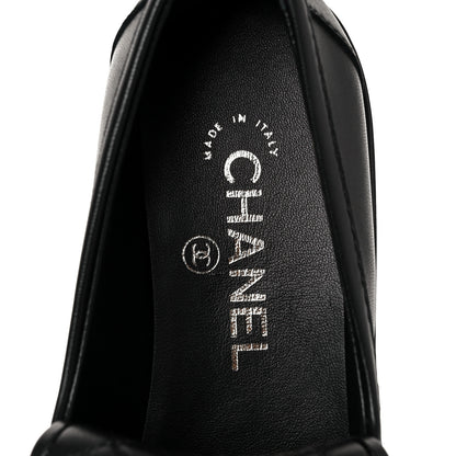 Chanel Lambskin Quilted CC Turnlock Loafers 37.5 Black 7 of 10