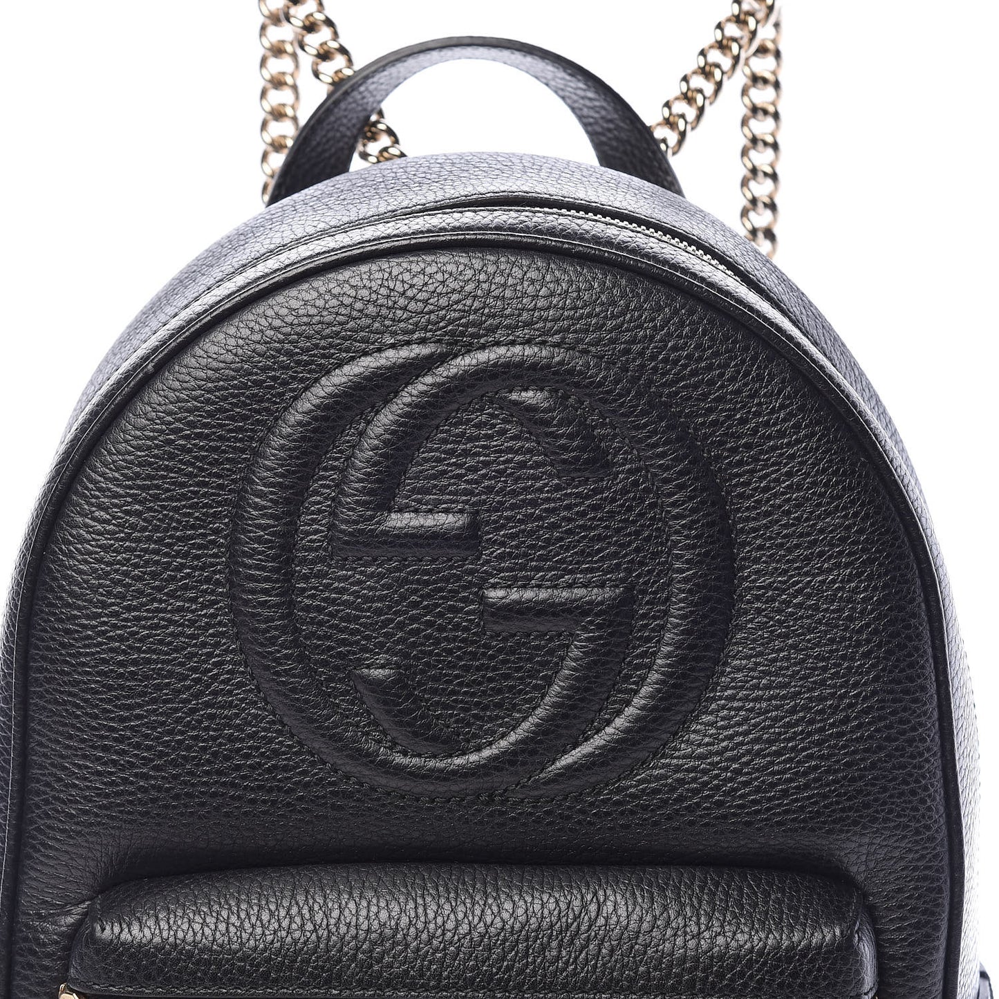Pebbled Calfskin Soho Chain Backpack Black