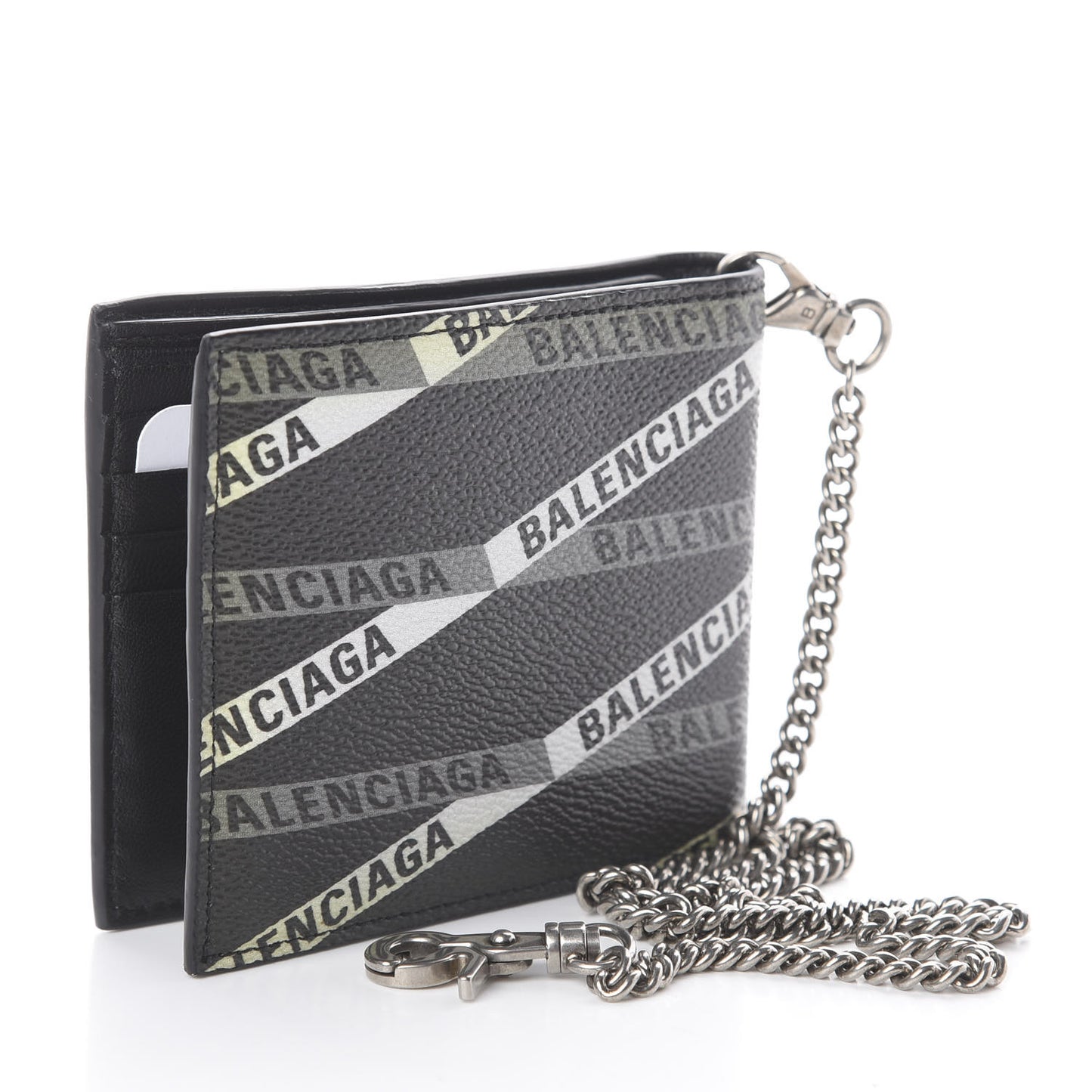 Coated Canvas Losange Monogram Bifold Chain Wallet Black Grey