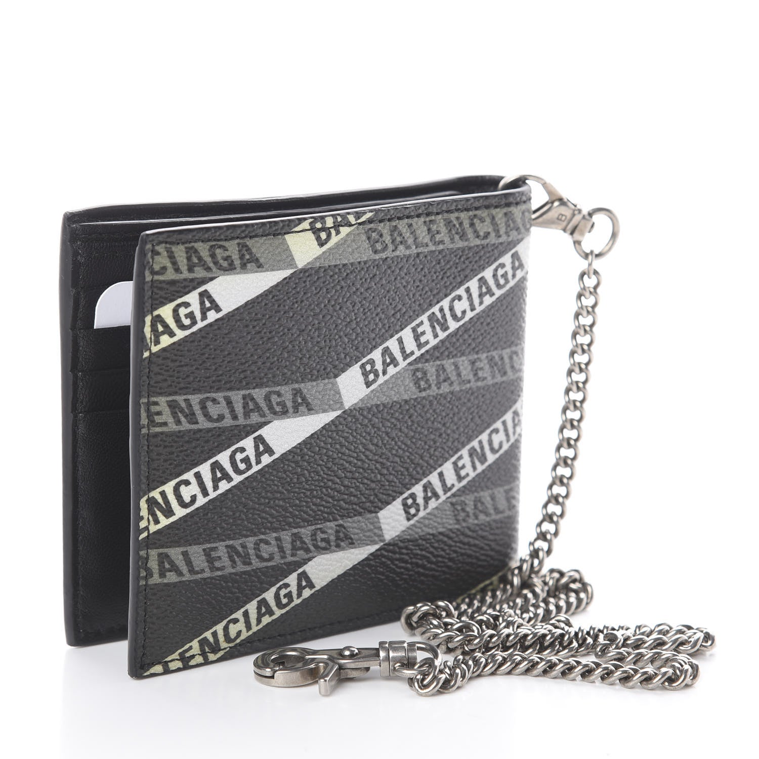 Balenciaga Coated Canvas Losange Monogram Bifold Chain Wallet Black Grey 2 of 5