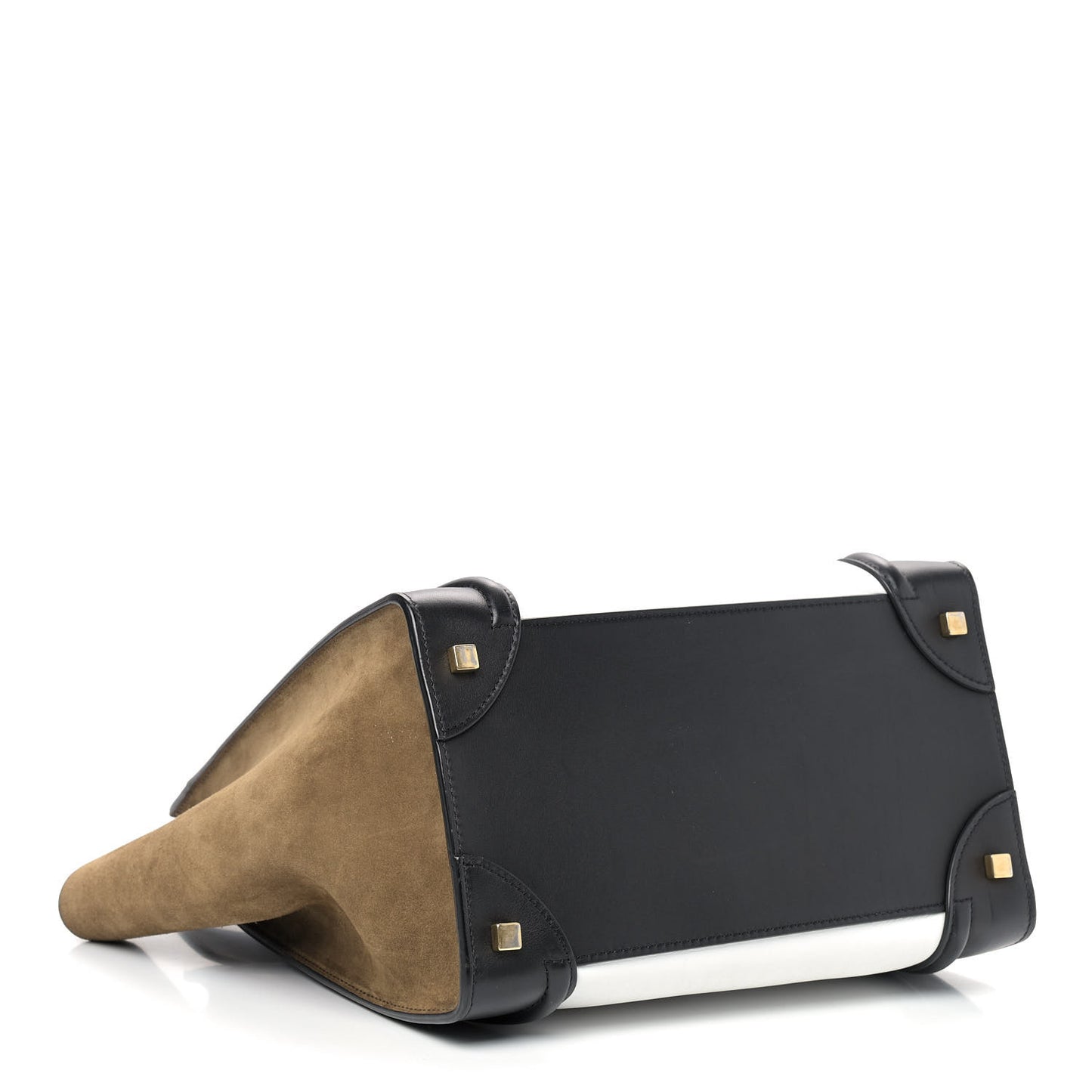 Smooth Calfskin Suede Mini Tri-Color Luggage White