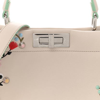 Fendi Vitello Seta Shiny Nappa Pearl Scalloped Studded Floral Embroidered Medium Peekaboo Iconic Satchel Camelia Multicolor 8 of 12