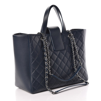 Chanel Caviar Quilted Large CC Box Shopping Tote Navy 4 of 10