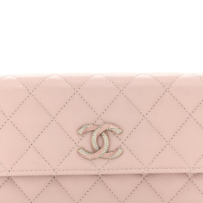 Chanel Caviar Quilted Enamel Crystal CC Flap Wallet Light Pink 9 of 11
