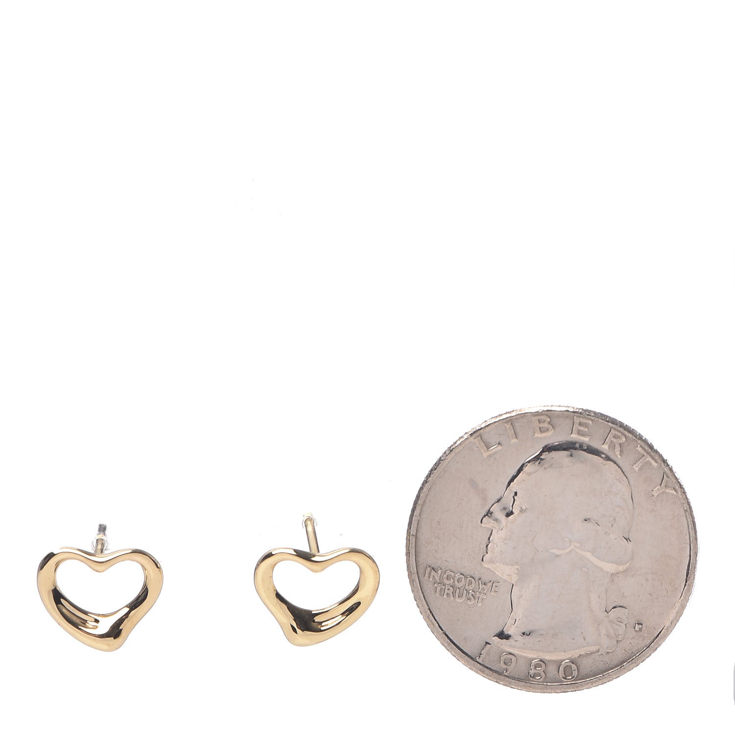 Tiffany 18K Yellow Gold 11mm Elsa Peretti Open Heart Earrings 2 of 4