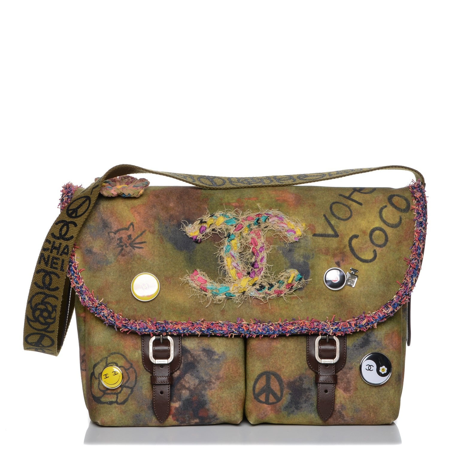 Chanel Washed Toile Large Graffiti On The Pavements Messenger Khaki Multicolor 1 of 7
