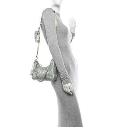 Prada Satin Crystal Re-Edition 2005 Shoulder Bag Acqua 2 of 14
