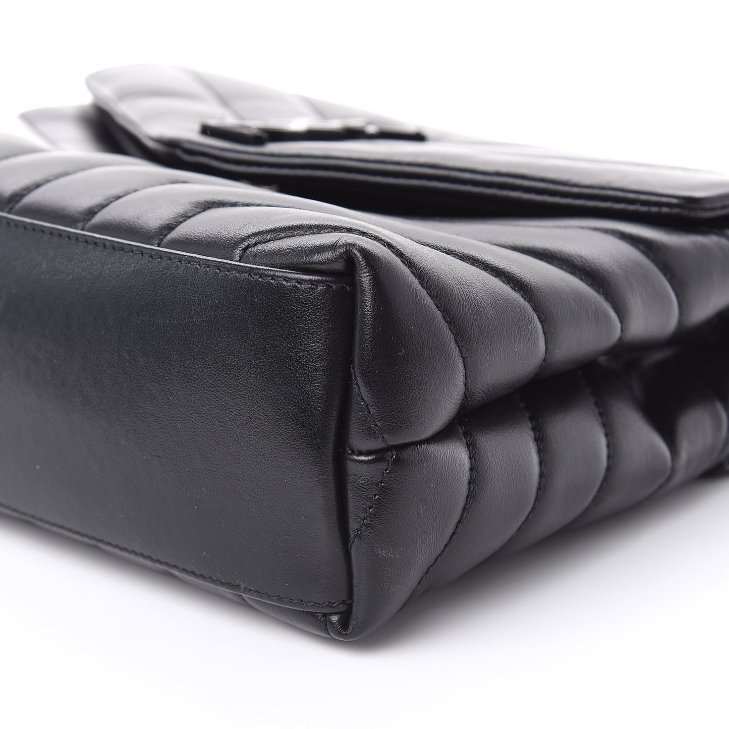 Calfskin Y Quilted Monogram Small Loulou Chain Satchel Black