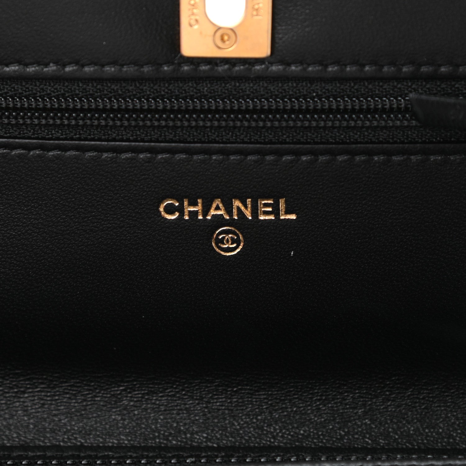 Chanel Lambskin Quilted CC Pearl Crush Wallet on Chain WOC Black 6 of 11