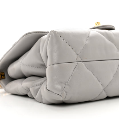 Chanel Lambskin Quilted Chain Top Handle Flap Light Grey 9 of 10