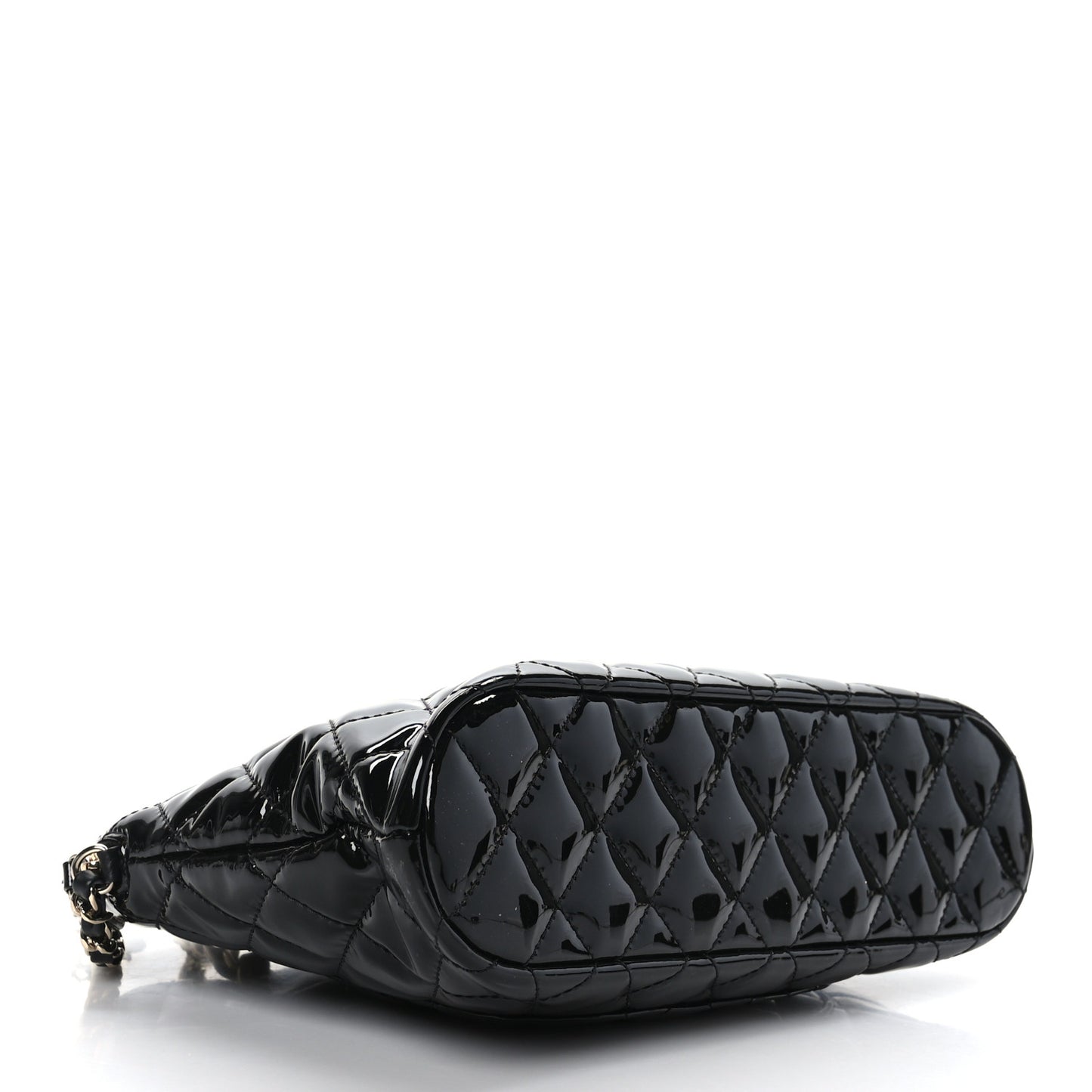 Patent Quilted Shiny Coco Small Shopping Bag Black
