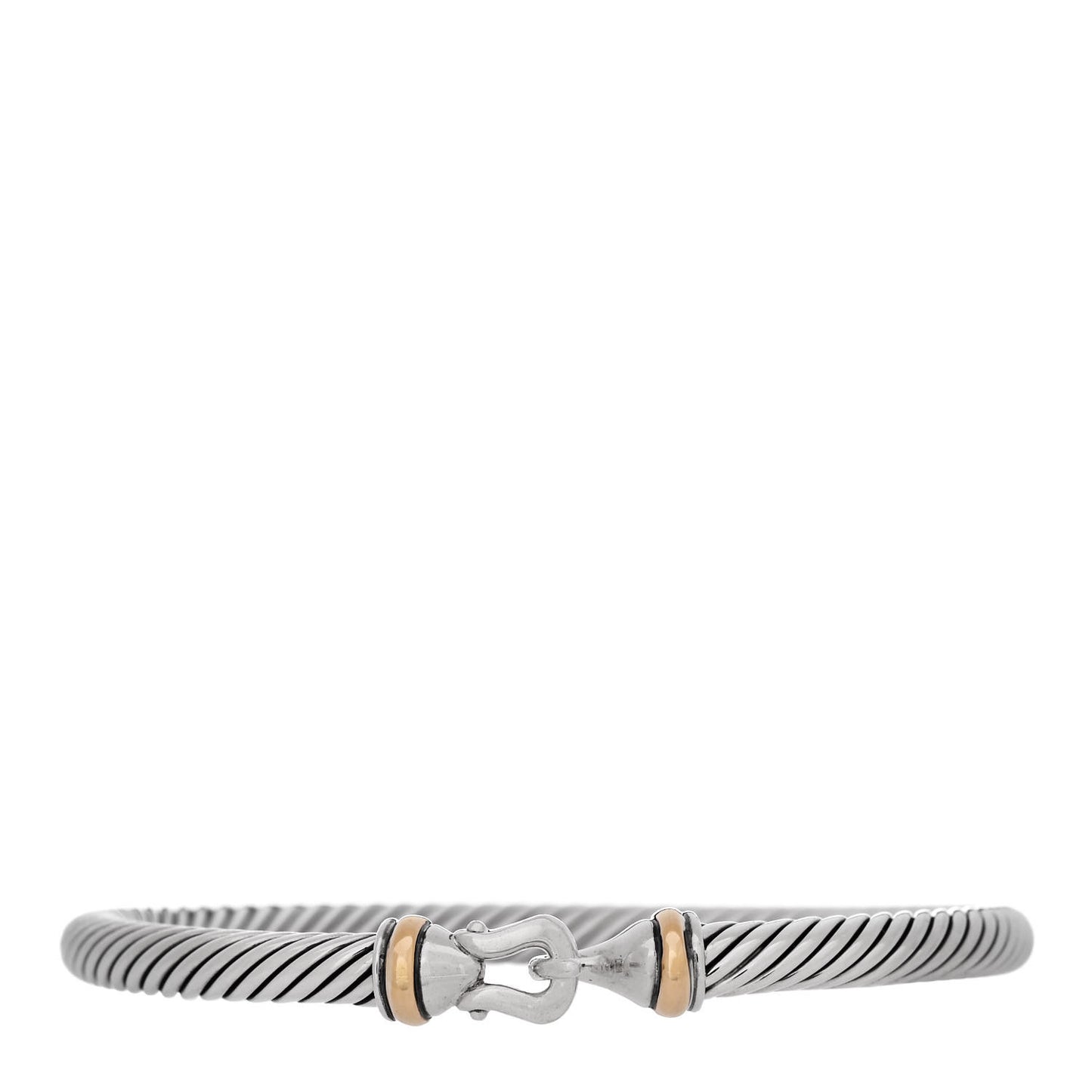 Sterling Silver 18K Yellow Gold 5mm Cable Classic Buckle Bracelet