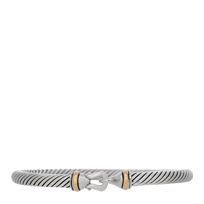 David Yurman Sterling Silver 18K Yellow Gold 5mm Cable Classic Buckle Bracelet 1 of 3