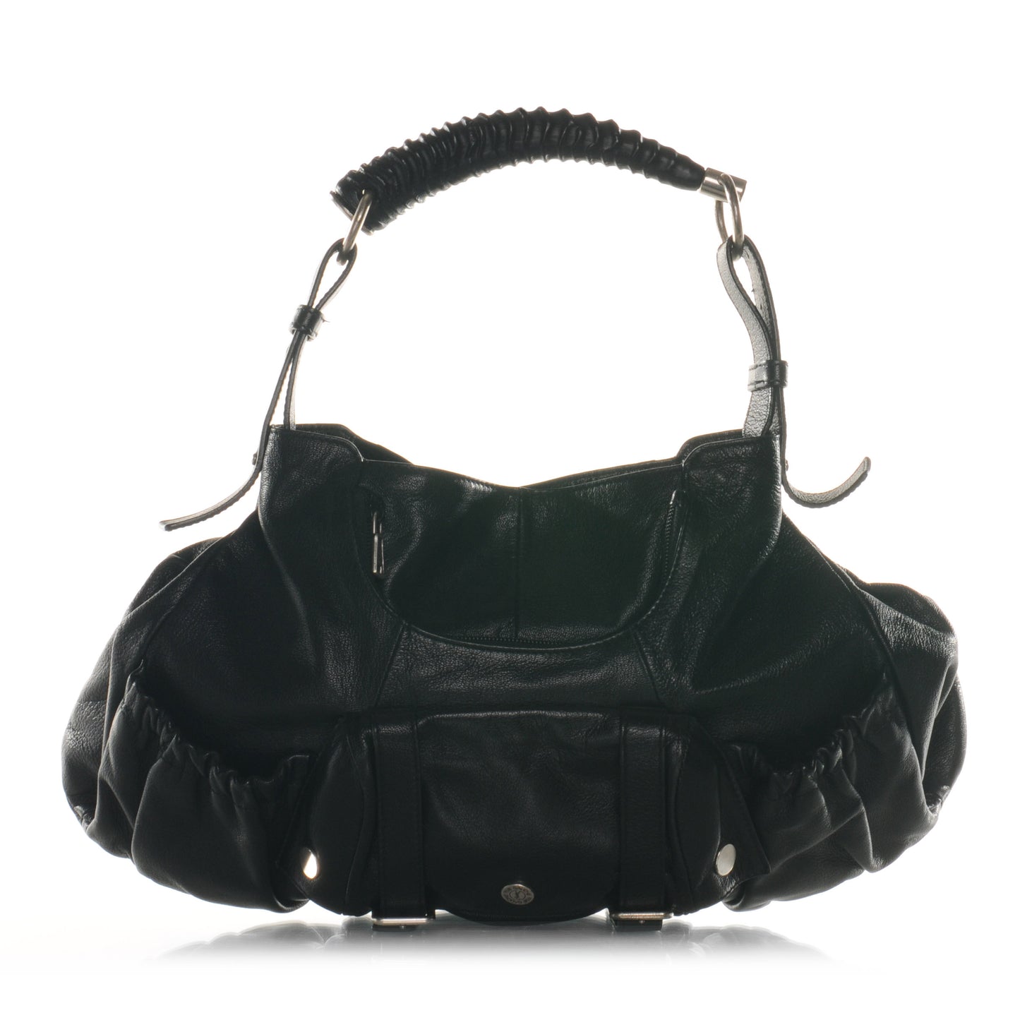 Leather Mala Mala Horn Bag Black