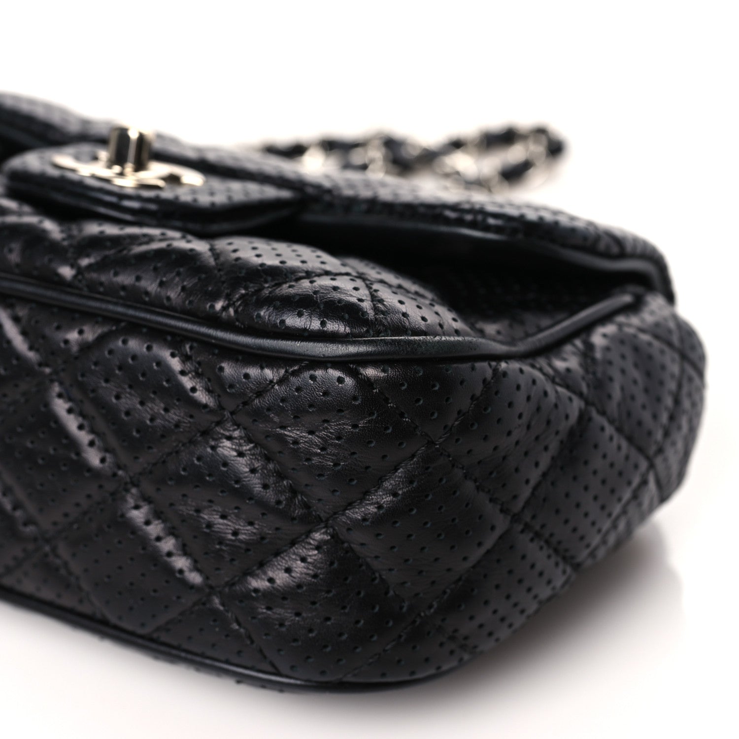 Chanel Lambskin Perforated Mini Rectangular Flap Black 9 of 11