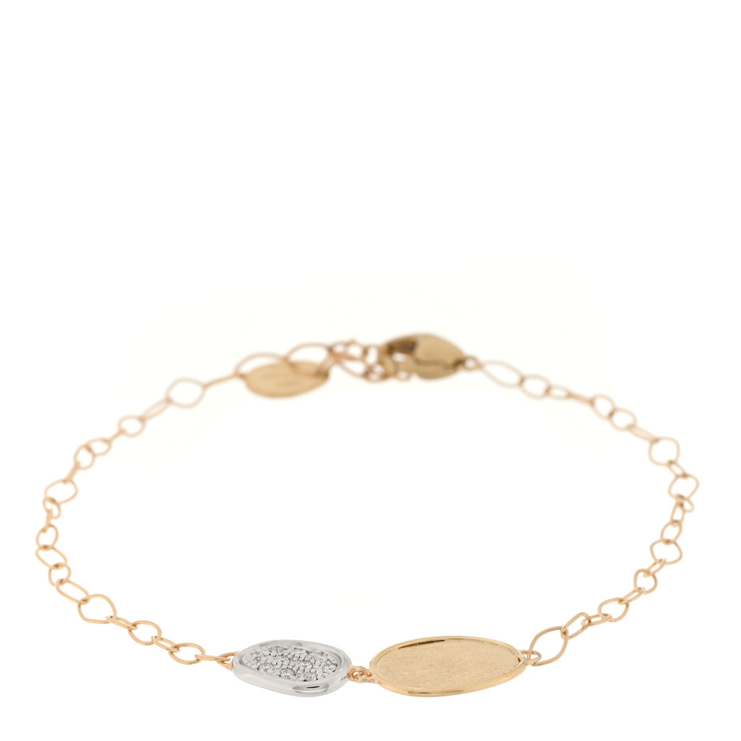Marco Bicego 18K Yellow White Gold Diamond Lunaria Petite Double Leaf Bracelet 1 of 3