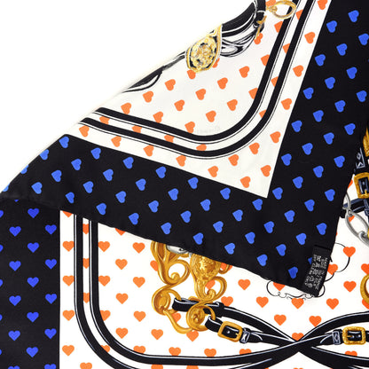 Hermes Silk Brides De Gala Love Pocket Square Black White Orange 3 of 3