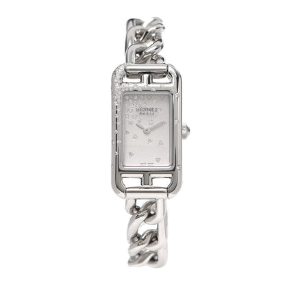 Hermes Stainless Steel Diamond 17mm Nantucket Jete De Diamants Quartz Watch 1 of 6