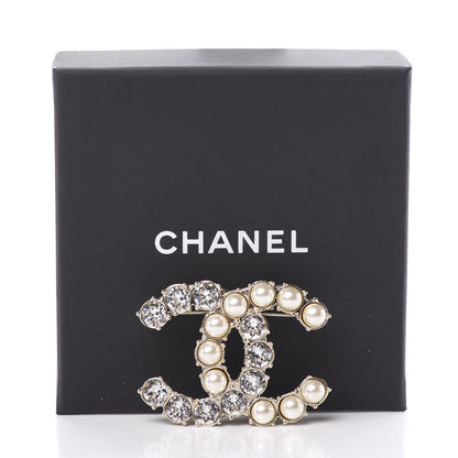 Chanel Crystal Pearl CC Dazzling Domino Brooch Gold 5 of 5
