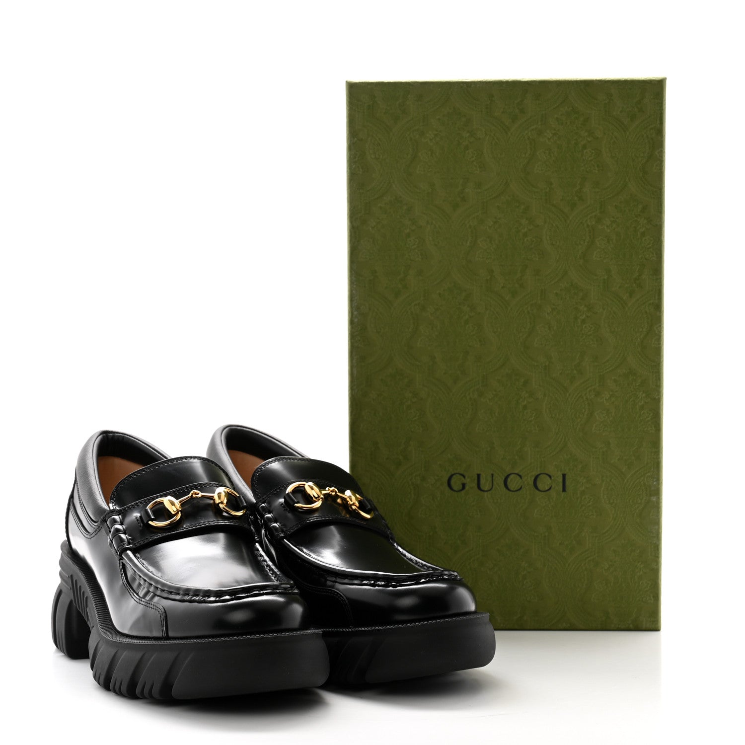 Gucci Magnum Calfskin Nappa Samoa Womens Horsebit Platform Chunky Lug Sole 40mm Loafers 40 Black 8 of 8