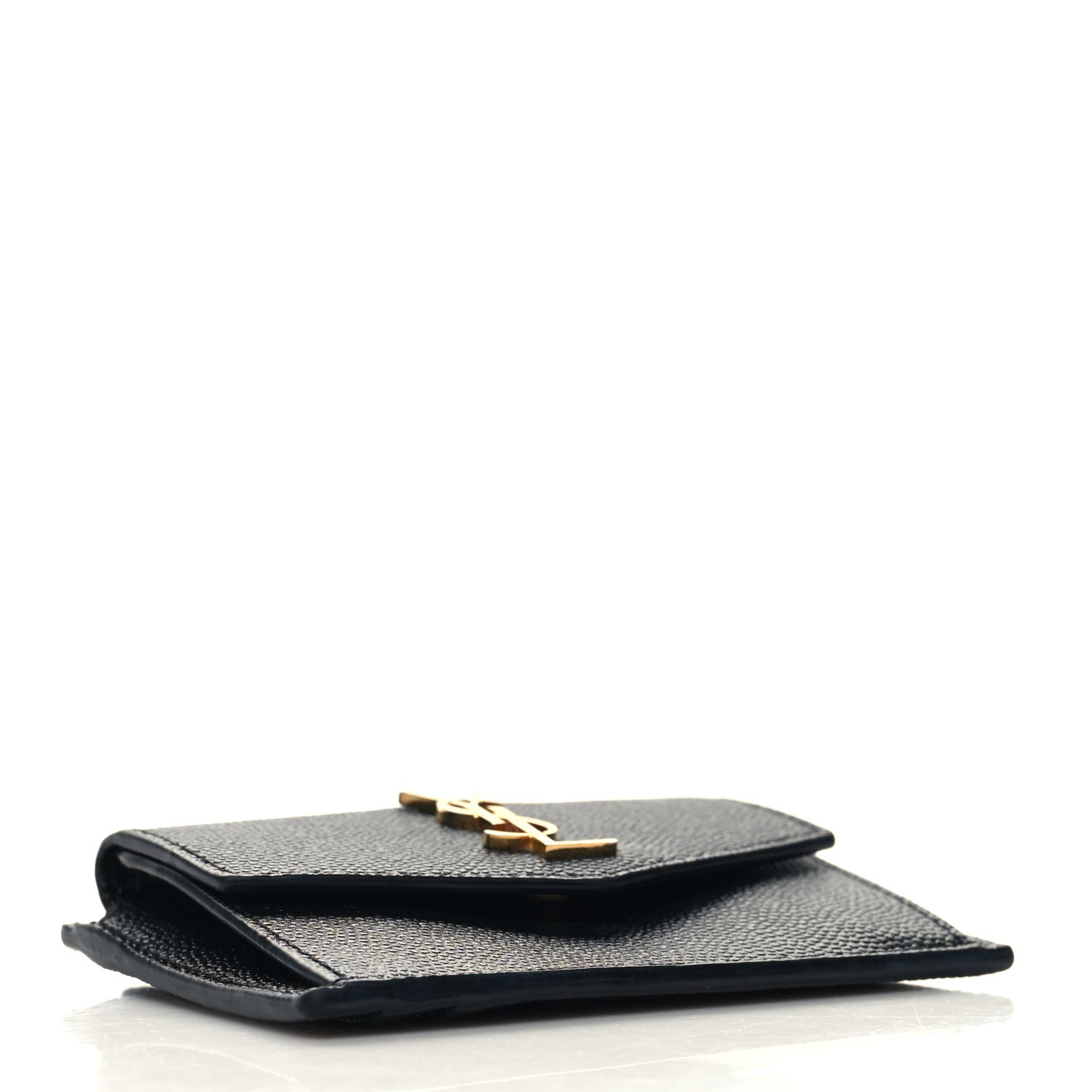 Saint Laurent Grain De Poudre Uptown Monogram Card Case Black 4 of 9